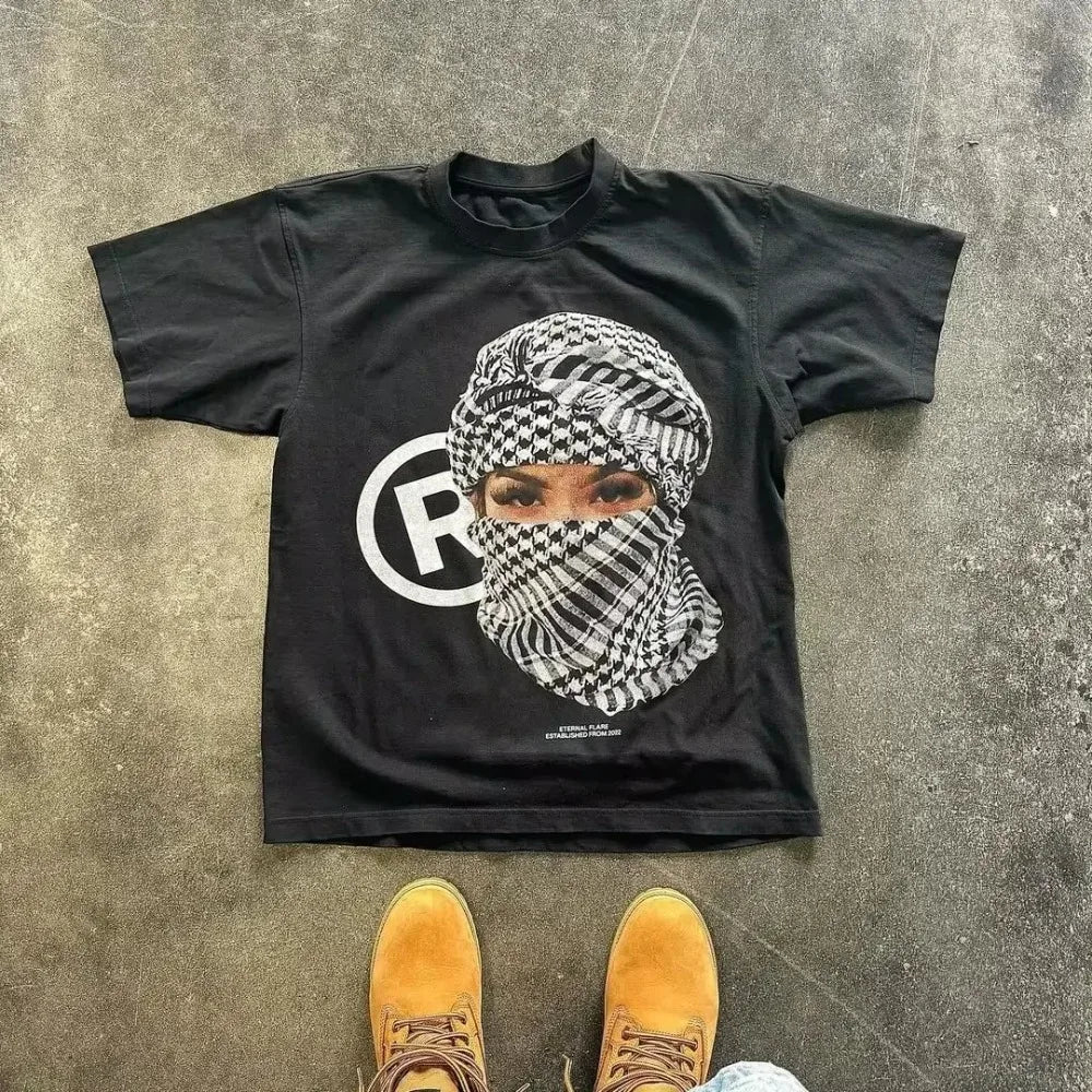 스카프 그래픽 프린팅 티셔츠