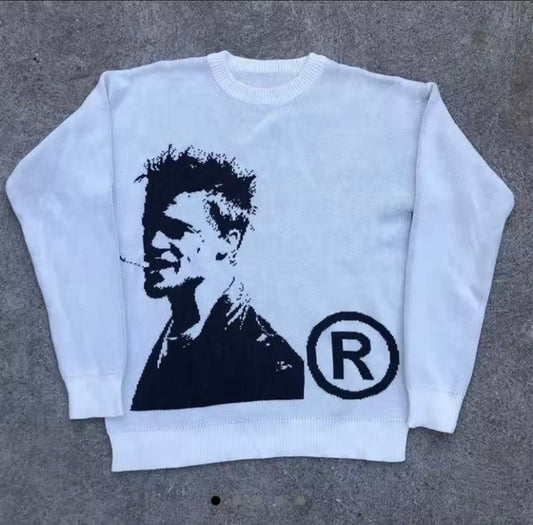 레트로 자수 스웨터