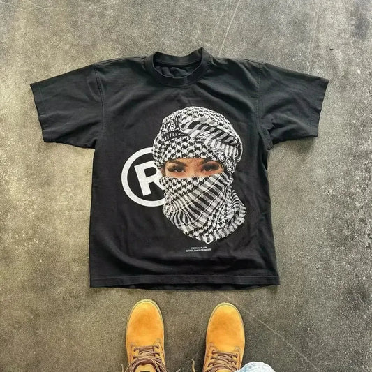 스카프 그래픽 프린팅 티셔츠